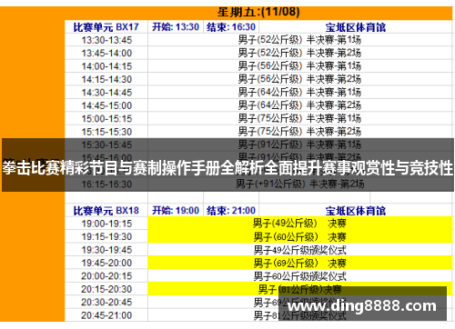 拳击比赛精彩节目与赛制操作手册全解析全面提升赛事观赏性与竞技性